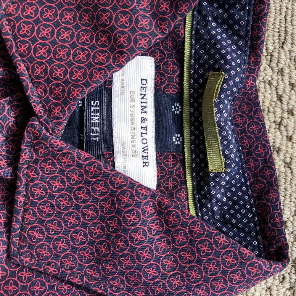 Navy & Red Patterned Button Down - image 3